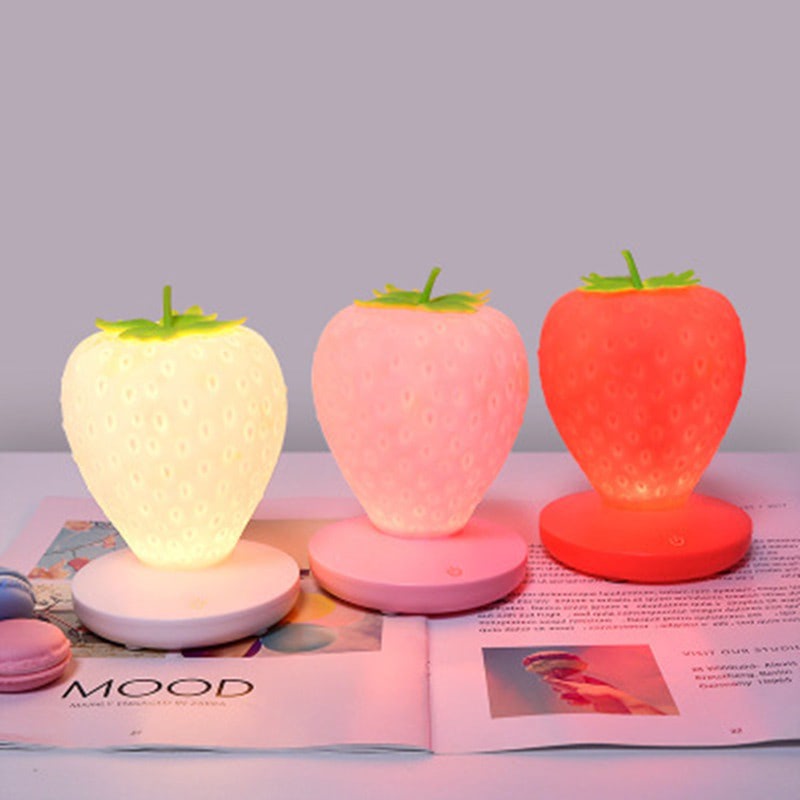 Kawaii Strawberry Night Light cute lamp lamp rubber silicone