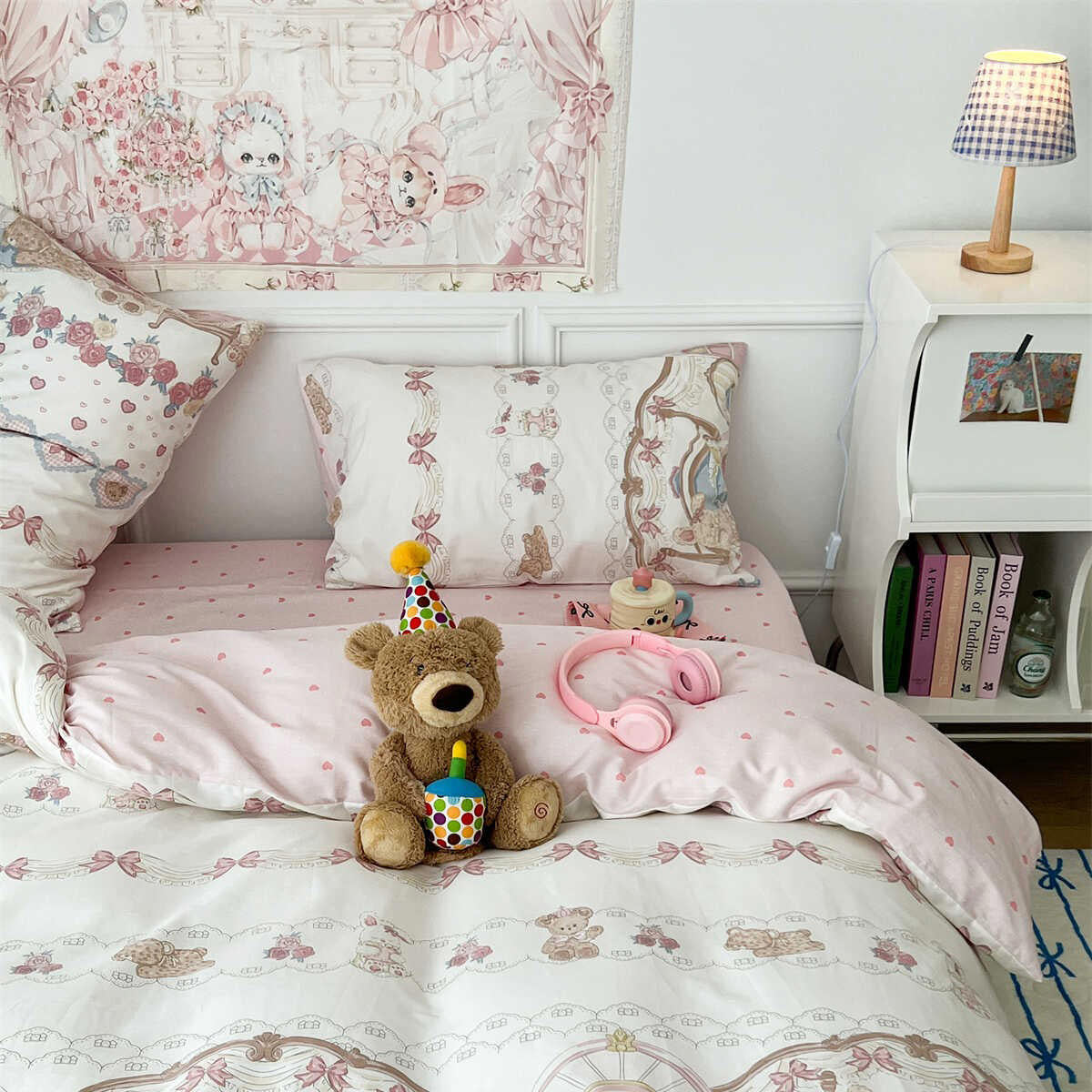 Kawaii Teddy Tea Party Bedding Set