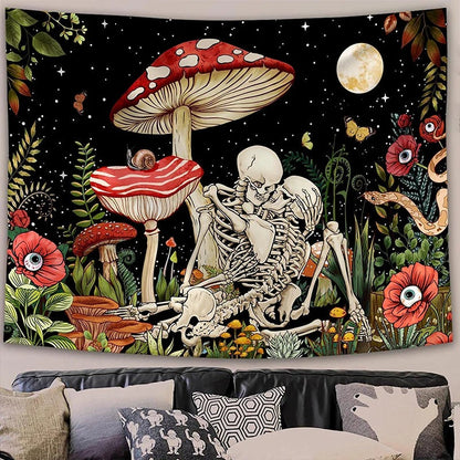 Love in Mushroom Forest Tapestry