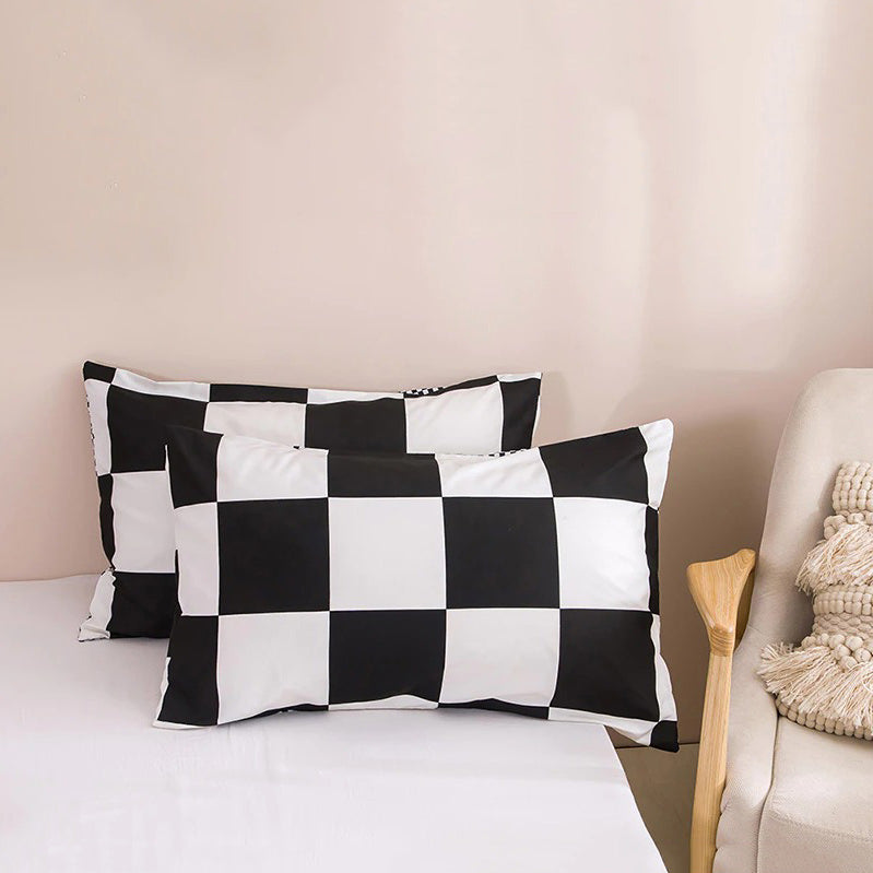 Large Black & White Check Bedding Set AESTHETIC_Indie bed sheet bedsheets checker greed stripes SUB CATEGORY_Bedding Sets