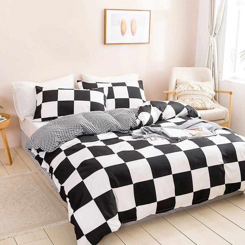 Large Black & White Check Bedding Set AESTHETIC_Indie bed sheet bedsheets checker greed stripes SUB CATEGORY_Bedding Sets