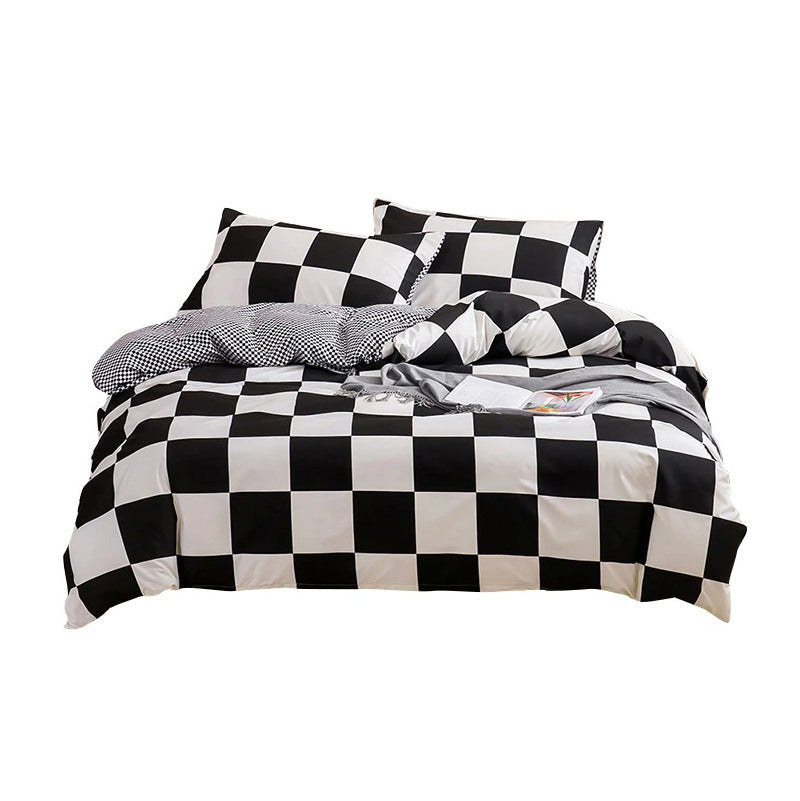 Large Black & White Check Bedding Set AESTHETIC_Indie bed sheet bedsheets checker greed stripes SUB CATEGORY_Bedding Sets