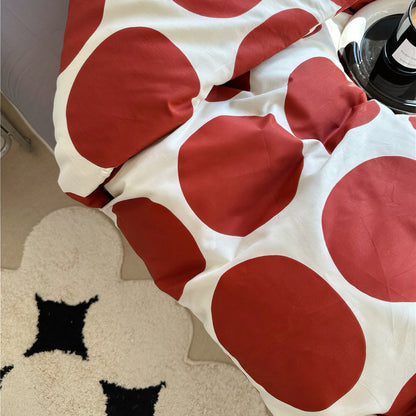 Set di biancheria da letto rosso a pois grandi