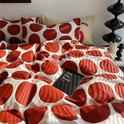 Set di biancheria da letto rosso a pois grandi