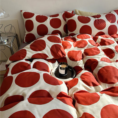 Red Large Polka Dot Bedding Set