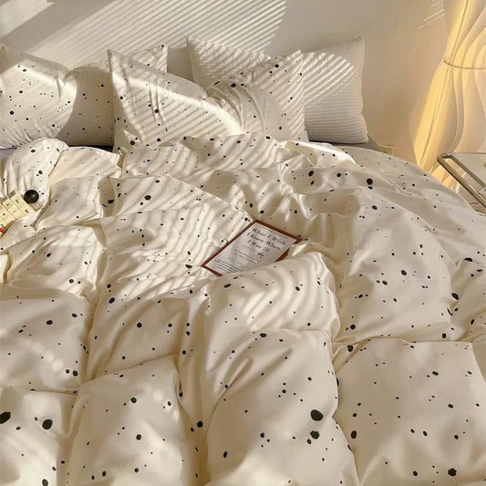 Light Beige Splattered Bedding Set