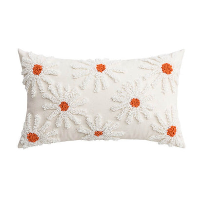 Light Beige Tufted Flower Cushion Cover cute flower daisy flower embroidered floral little flower SUB CATEGORY_Cushion Covers