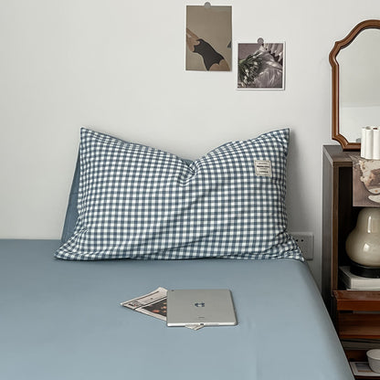 Hellblaues Gingham-Bettwäscheset