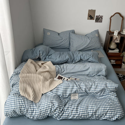 Hellblaues Gingham-Bettwäscheset