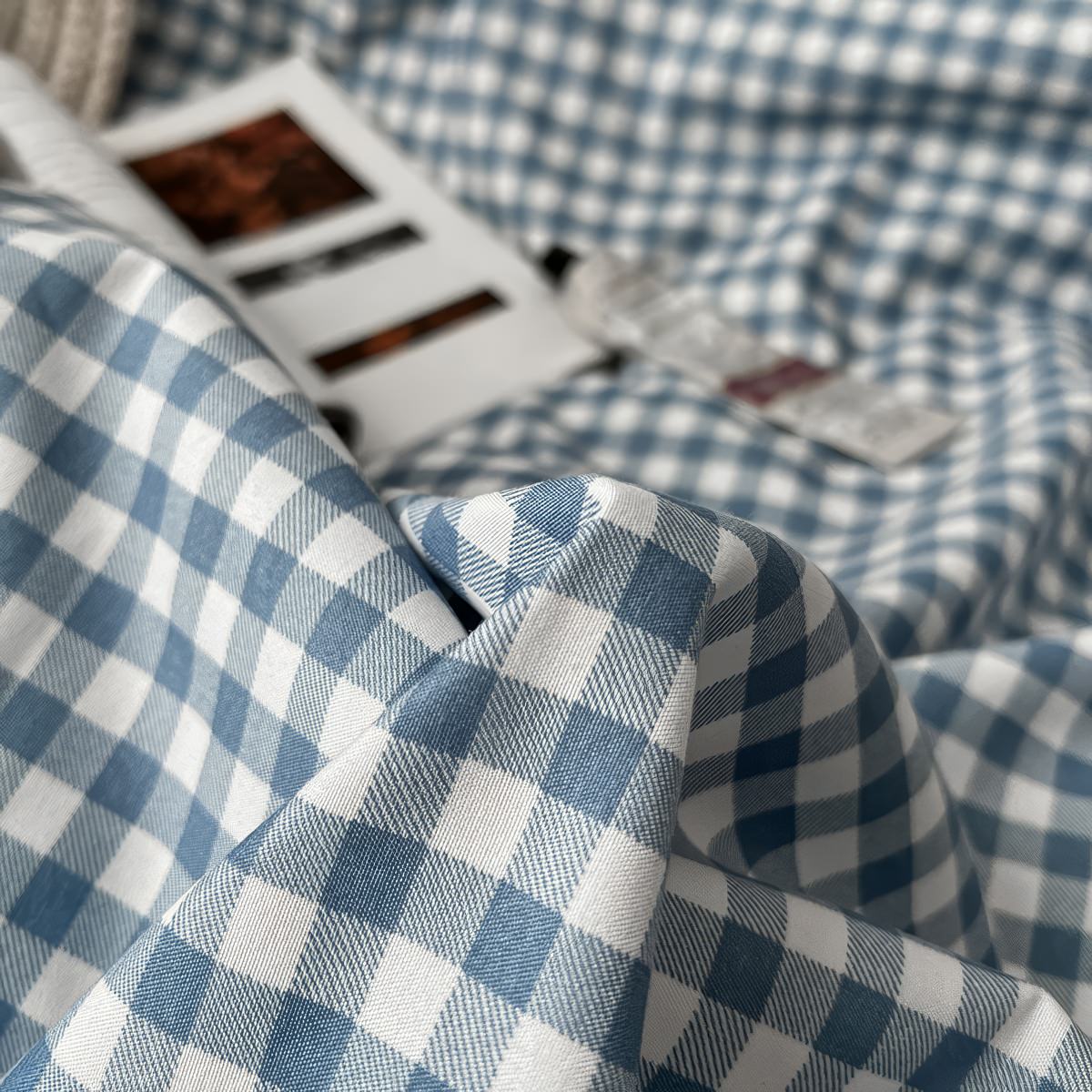 Hellblaues Gingham-Bettwäscheset
