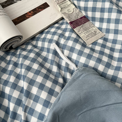 Hellblaues Gingham-Bettwäscheset