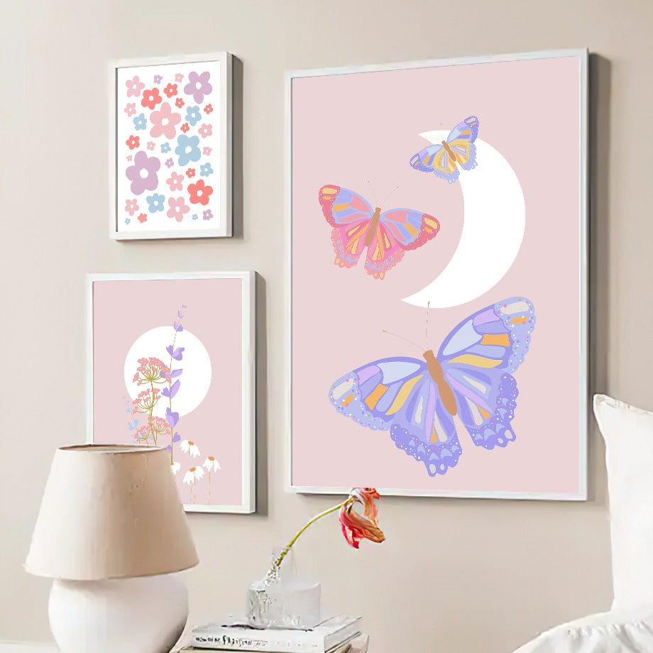 Light Purple Butterflies Canvas Posters butterflies pastel