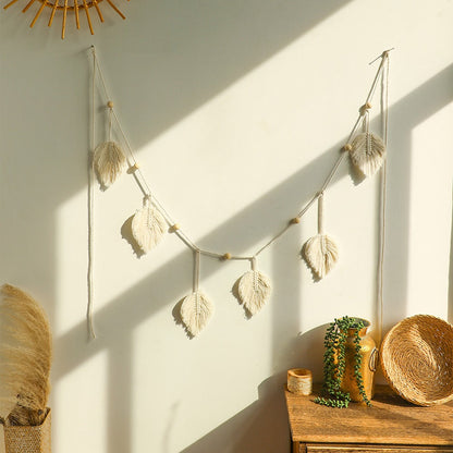 Macrame Leaf Tassels Wall Hanging Decor AESTHETIC_Boho macrame hanging macrame tapestry SUB CATEGORY_Wall Decor