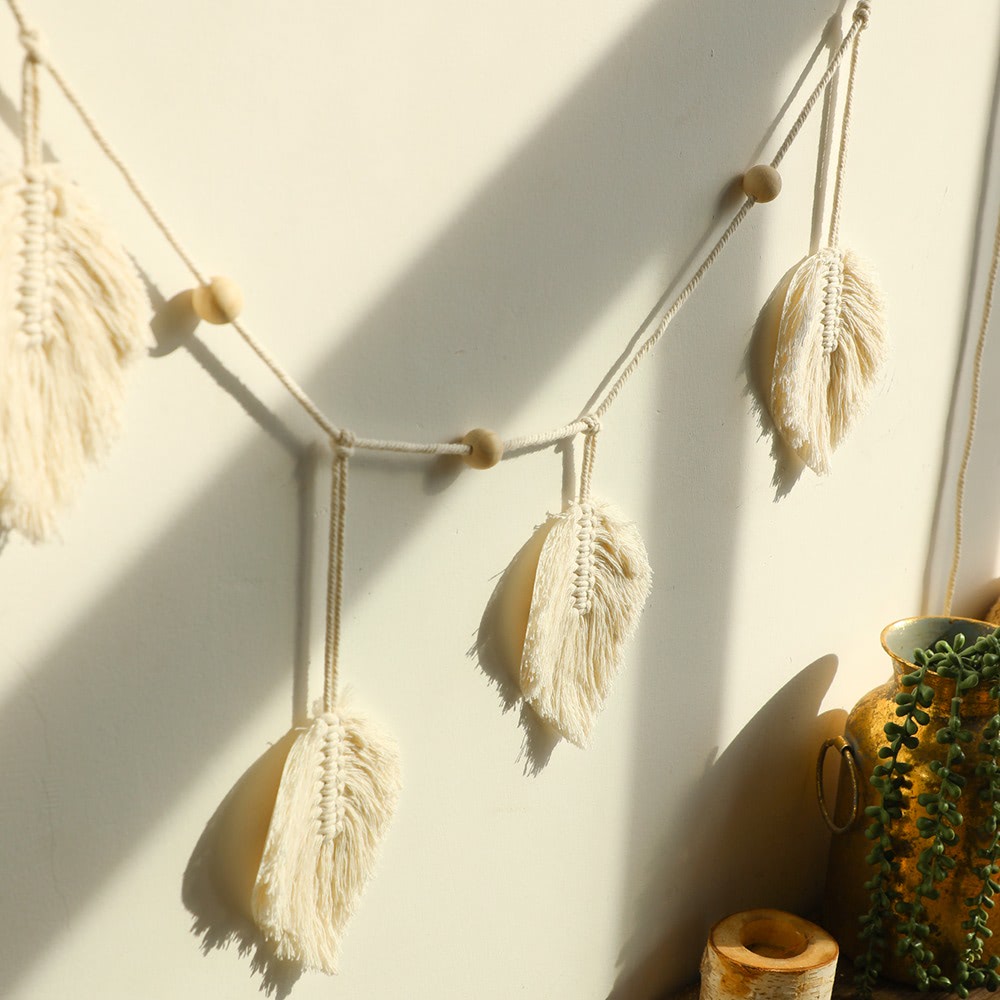 Macrame Leaf Tassels Wall Hanging Decor AESTHETIC_Boho macrame hanging macrame tapestry SUB CATEGORY_Wall Decor