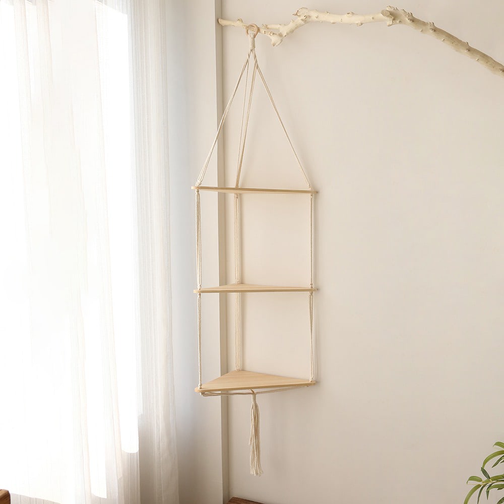 Macrame Hanging Corner Shelf holder macrame hanging net shelf storage storage