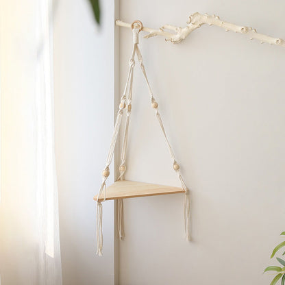 Macrame Hanging Corner Shelf holder macrame hanging net shelf storage storage