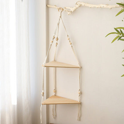 Macrame Hanging Corner Shelf holder macrame hanging net shelf storage storage