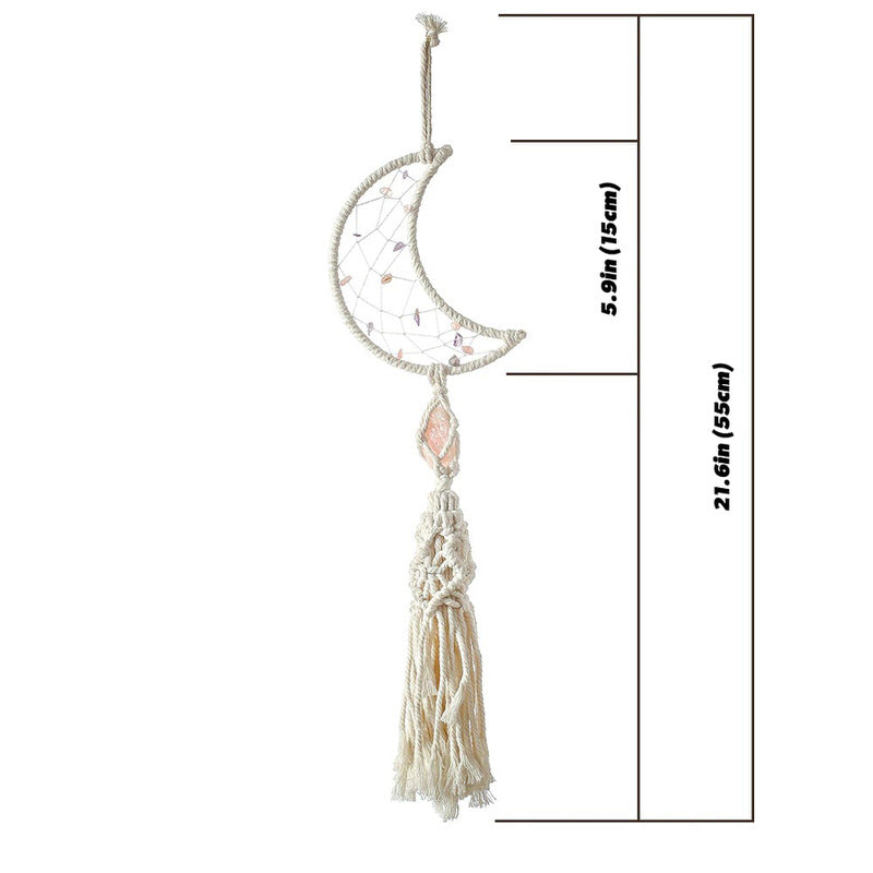 Moon Crystal Macrame Dreamcatcher AESTHETIC_Boho macrame hanging SUB CATEGORY_Wall Decor