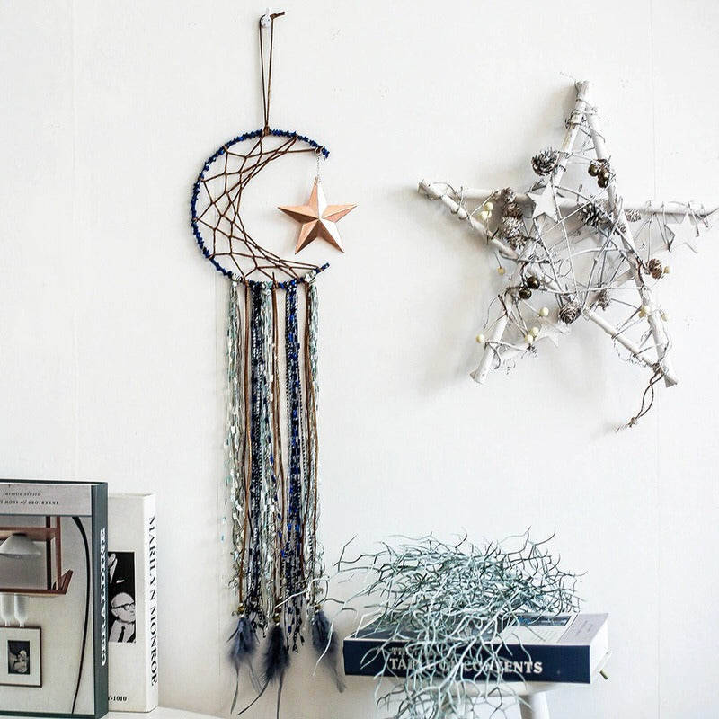 Blue Moon Dreamcatcher AESTHETIC_Fairycore AESTHETIC_Witchcore macrame hanging SUB CATEGORY_Wall Decor