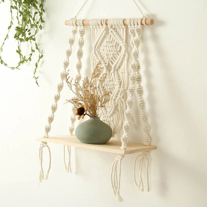 Macrame Wall Hanging Shelf AESTHETIC_Boho AESTHETIC_Cottagecore AESTHETIC_Soft Girl shelves SUB CATEGORY_Wall Decor