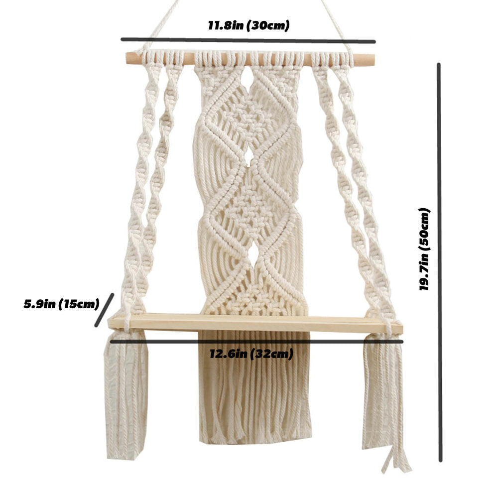 Macrame Wall Hanging Shelf AESTHETIC_Boho AESTHETIC_Cottagecore AESTHETIC_Soft Girl shelves SUB CATEGORY_Wall Decor