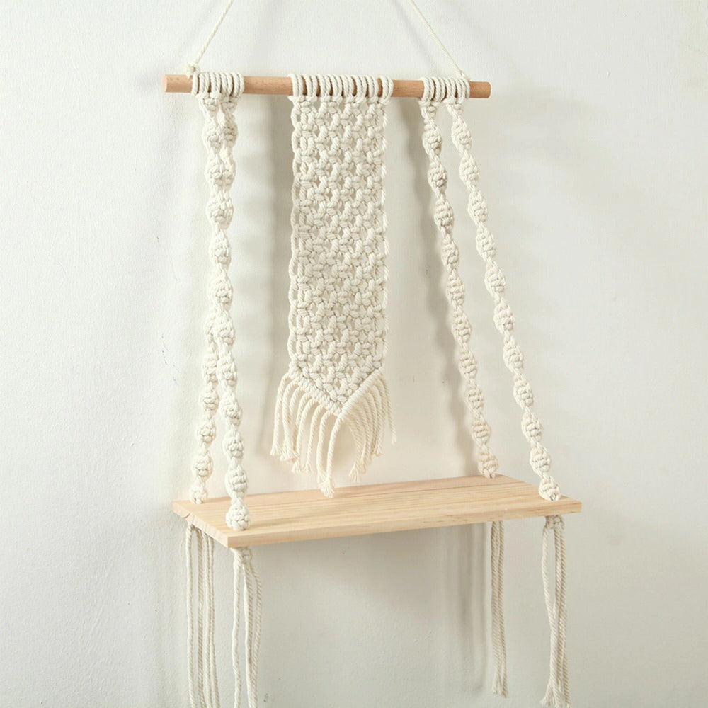 Macrame Wall Hanging Shelf AESTHETIC_Boho AESTHETIC_Cottagecore AESTHETIC_Soft Girl shelves SUB CATEGORY_Wall Decor