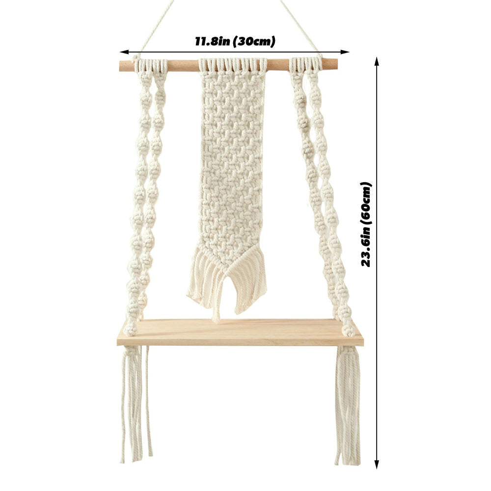 Macrame Wall Hanging Shelf AESTHETIC_Boho AESTHETIC_Cottagecore AESTHETIC_Soft Girl shelves SUB CATEGORY_Wall Decor