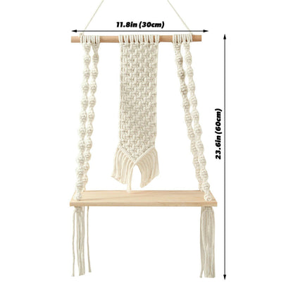 Macrame Wall Hanging Shelf AESTHETIC_Boho AESTHETIC_Cottagecore AESTHETIC_Soft Girl shelves SUB CATEGORY_Wall Decor