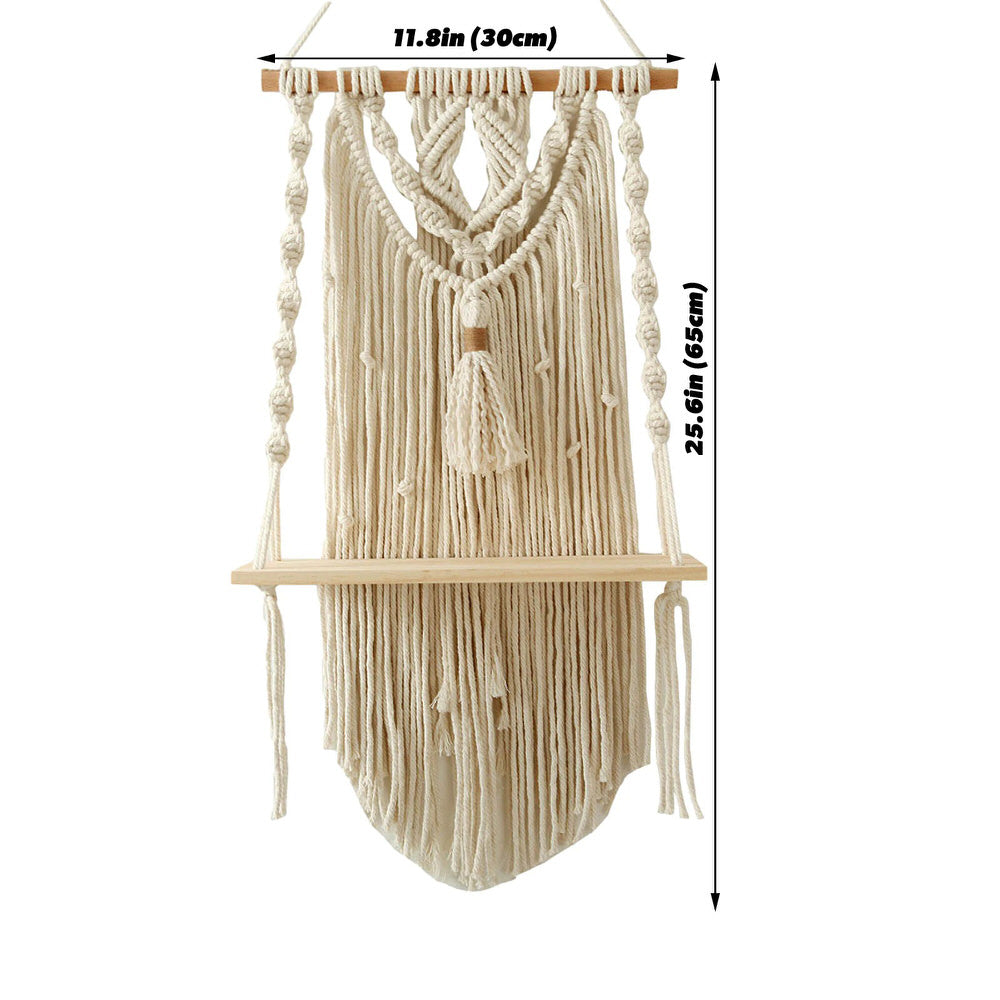 Macrame Wall Hanging Shelf AESTHETIC_Boho AESTHETIC_Cottagecore AESTHETIC_Soft Girl shelves SUB CATEGORY_Wall Decor