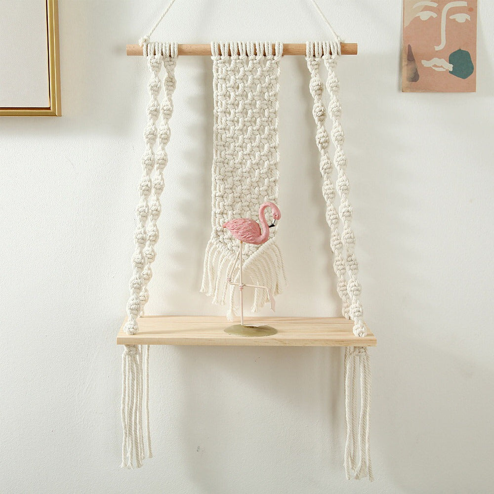 Macrame Wall Hanging Shelf AESTHETIC_Boho AESTHETIC_Cottagecore AESTHETIC_Soft Girl shelves SUB CATEGORY_Wall Decor