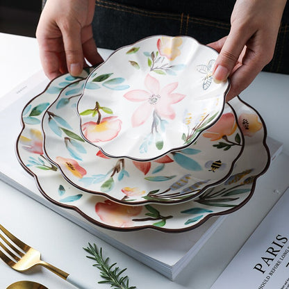 Flower-shaped Ceramic Plate Plates