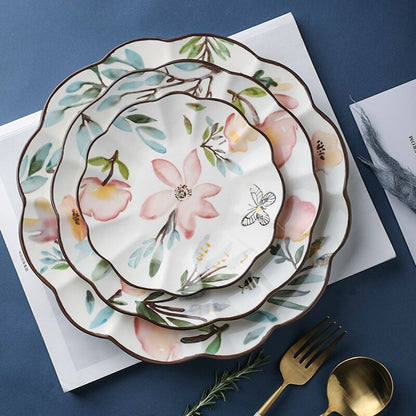 Flower-shaped Ceramic Plate Plates