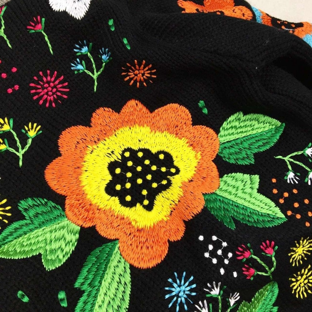 Embroidered Floral Sweater