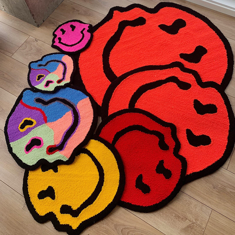 Melted Smiley Fluffy Rug