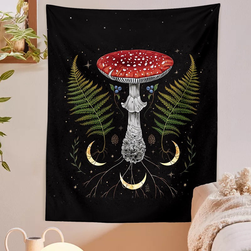 Midnight Mushroom Tapestry AESTHETIC_Fairycore AESTHETIC_Mushroom fairy SUB CATEGORY_Tapestries