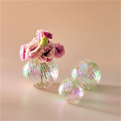 Spiral Glass Mini Ball Vase (3 Pack) spiral swirly twisted