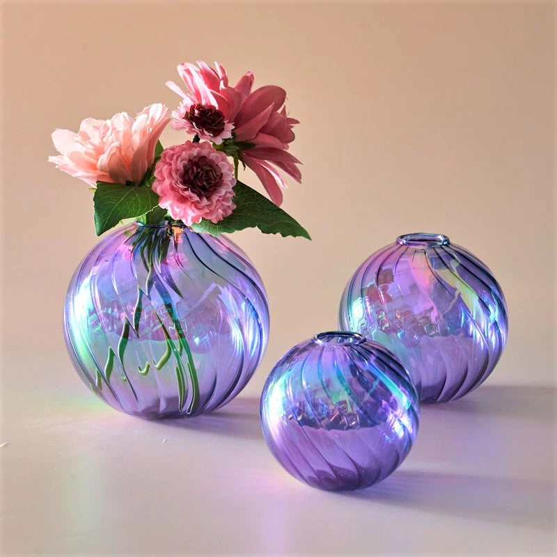 Spiral Glass Mini Ball Vase (3 Pack) spiral swirly twisted