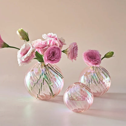 Spiral Glass Mini Ball Vase (3 Pack) spiral swirly twisted