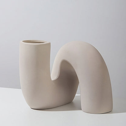 Minimalist Curved Tube Ceramic Vase