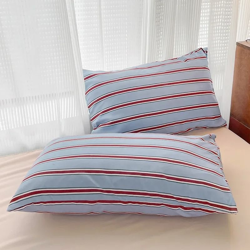 Minimalist Red Striped Light Blue Bedding Set bed sheet bedsheets duvet cover