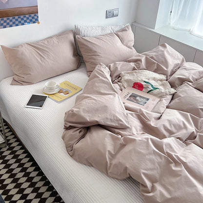 Minimalist Soft Pastel Solid Cotton Duvet Cover