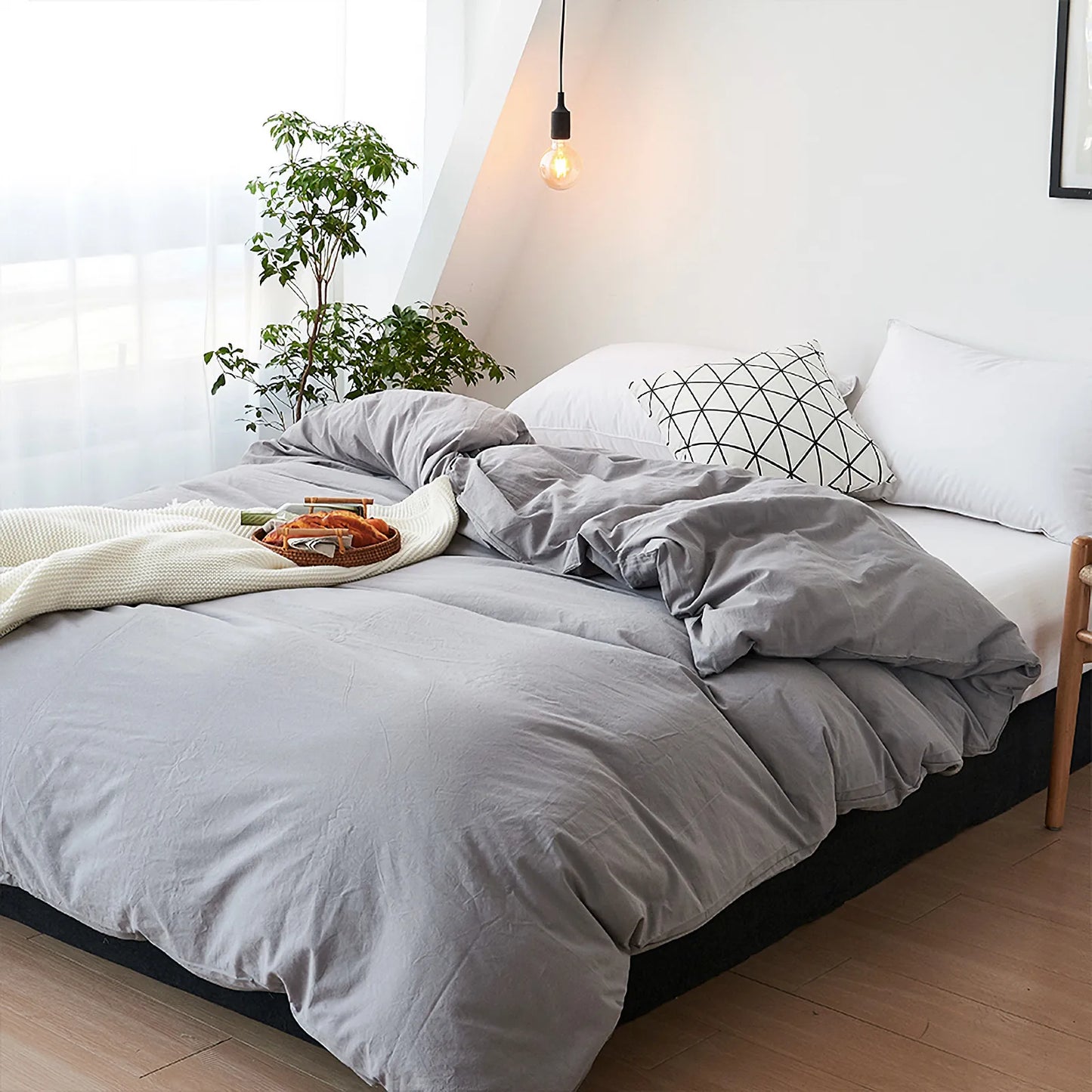 Minimalist Soft Pastel Solid Cotton Duvet Cover