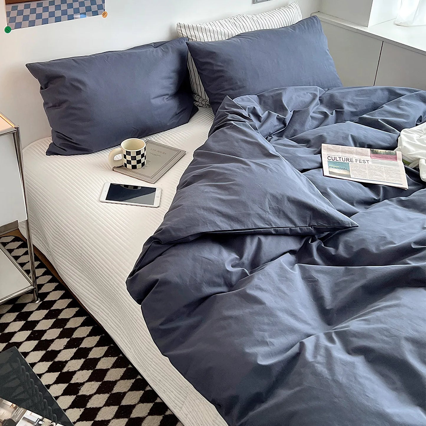 Minimalist Soft Pastel Solid Cotton Duvet Cover