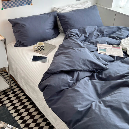 Minimalist Soft Pastel Solid Cotton Duvet Cover