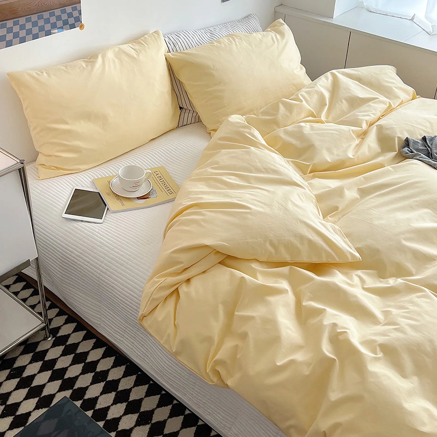 Minimalist Soft Pastel Solid Cotton Duvet Cover