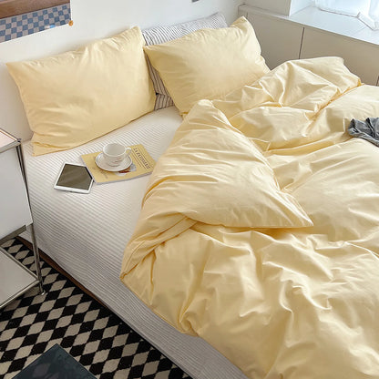 Minimalist Soft Pastel Solid Cotton Duvet Cover