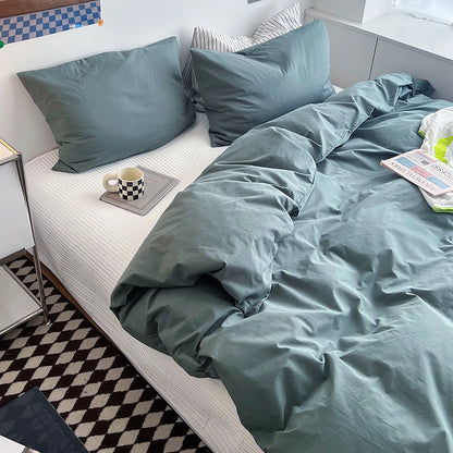Minimalist Soft Pastel Solid Cotton Duvet Cover