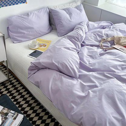 Minimalist Soft Pastel Solid Cotton Duvet Cover