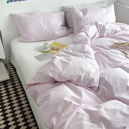 Minimalist Soft Pastel Solid Cotton Duvet Cover