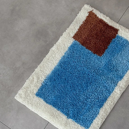 Modern Color Block Plush Accent Rug